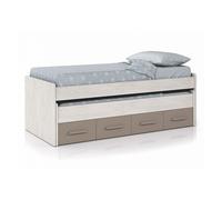 Habitdesign Cama Nido Juvenil, 2 Camas y 2 cajones, Modelo Ares, Acabado en Color Blanco Alpes y Basalto, Medidas: 198 cm (Ancho) x 69 cm (Alto) x 96 cm (Fondo)
