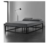 Cama doble kreta con somier acero 180x200 cm negro - [en.casa]
