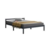 Cama doble nakkila con somier capacidad de carga 150 kg pino 140 x 200 cm - gris oscuro [en.casa]