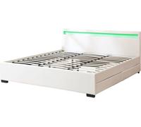 Cama doble "nico" - led - 180 x 200 cm - blanco
