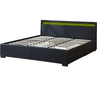 Cama doble "nico" - led - 180 x 200 cm - negro