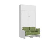 Cama doble plegable francesa Kentaro de 140 cm con sofá y mueble de pared