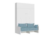 Cama doble plegable Kentaro de 160 cm con sofá y mueble de pared