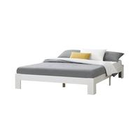 Cama doble raisio con somier capacidad máx 150 kg pino 140 x 200 cm - blanco mate [en.casa]