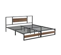 Cama doble villach con somier - acero 180 x 200cm - negro mate [en.casa]