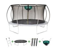 Cama elástica con red interior "jumper" ø4,25 m - gris - con burbuja, escalera, funda y kit de anclaje