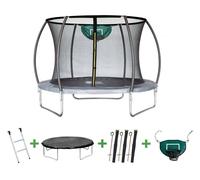 Cama elástica con red interior y aro de baloncesto "jumper" ø3.05 - gris
