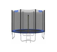 SONGMICS Cama Elástica Infantil Ø 305 cm, Red y Almohadillas de Seguridad, Escalera, Poste Recto de 180 cm de Altura, Marco de Acero, Azul STR10FT
