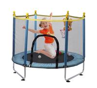 Cama Elástica Infantil 140cm, Trampolim Criança Exterior con Red de Seguridad, Camas Elastica Interior con Canasta de Baloncesto, Trampolines para Niños 2 3 Años (Azul)