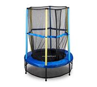 Cama Elástica Infantil con Red de Seguridad para Exterior, Metal-Nailon, Azul-Negro-Amarillo, 172 x 143 x 143 cm