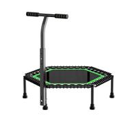 Cama Elastica Interior Trampolín de Fitness 50 "con Ventosa silenciosa, Mango Ajustable, Longitud for Adultos y niños, reboteador Bungee for Interiores, Entrenador Salto(50in Green)