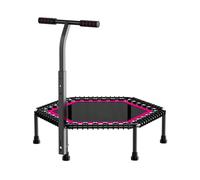 Cama Elastica Interior Trampolín de Fitness 50 "con Ventosa silenciosa, Mango Ajustable, Longitud for Adultos y niños, reboteador Bungee for Interiores, Entrenador Salto(50in Red)