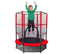Cama Elastica Niños Ø 140 cm, Trampolín para niños con Red de Seguridad y Almohadilla, para Interior o Exterior, Trampolín Juegos Niños para Jardín, Entrenamiento de Salto,Rojo