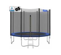 SONGMICS Cama Elástica Infantil Ø 305 cm, Red y Almohadillas de Seguridad, Escalera, Poste Recto de 180 cm de Altura, Marco de Acero, Azul STR10FT