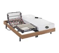 Cama eléctrica articulada de láminas y terminales colchón Memoria de Forma y bambú DAMYSOS de NATUREA - Motores OKIN - 2x80x200 cm - Roble