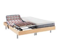 Cama eléctrica de relajación con terminales y colchón con Memoria de Forma HESIODE III de DREAMEA - Motores OKIN - Roble Natural - 2 x 70 x 190 cm