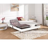 Cama eléctrica de relajación con terminales y colchón con memoria de forma y bambú LYSIS III de NATUREA - Motores OKIN - 2x70x190 cm - blanco