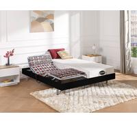 Cama eléctrica de relajación con terminales y colchón con memoria de forma y bambú LYSIS III de NATUREA - Motores OKIN - 2x70x190 cm - negro