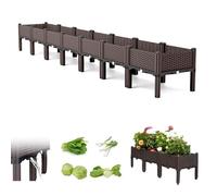 Cama elevada de jardín con patas, maceta elevada de plástico para exteriores, maceta de pie para verduras, hierbas, flores con agujeros de drenaje y enrejado, perfecta para patio, balcón y terraza