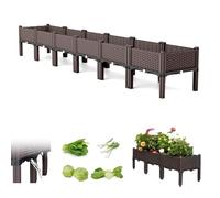 Cama elevada de jardín con patas, maceta elevada de plástico para exteriores, maceta de pie para verduras, hierbas, flores con agujeros de drenaje y enrejado, perfecta para patio, balcón y terraza