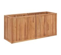 Cama elevada de jardín, madera de teca, 150 x 50 x 70 cm, resistente a la intemperie, perfecta para uso en exteriores, cama elevada con fondo abierto