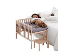Cama elevada de madera con escalera para mascota Faunatic con colchón Ortoflex. Colecho junto a tu mascota (2 alturas)