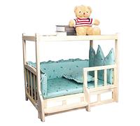 Cama elevada de madera maciza con barandilla y tapete lavable, para gatos grandes, cachorros de perros y otros animales pequeños, disponible en las cuatro estaciones (color: estilo 2, tamaño: L)