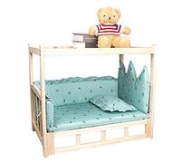 Cama elevada de madera maciza con barandilla y tapete lavable, para gatos grandes, cachorros de perros y otros animales pequeños, disponible en las cuatro estaciones (color: estilo 1, tamaño: XL)