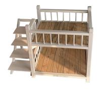 Cama elevada de madera para mascotas con escaleras, sofá de doble capa para perros y gatos, litera extraíble para mascotas pequeñas a grandes