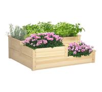 Cama elevada Outsunny, arriate de 3 niveles, jardinera, arriate de hierbas, peldaños para plantas, peldaños de flores para balcón, jardín, madera de abeto, natural, 108 x 88 x 36 cm