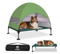 Cama elevada para Perros al Aire Libre con Techo, Tumbona Plegable con pies Antideslizantes, Tienda para Perros al Aire Libre con Gran Sombra, Cama elevada para Camping, jardín, Playa (Verde, L)