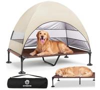 Cama elevada para Perros al Aire Libre con Techo, Tumbona Plegable con pies Antideslizantes, Tienda para Perros al Aire Libre con Gran Sombra, Cama elevada para Camping, jardín, Playa (Caqui, XL)
