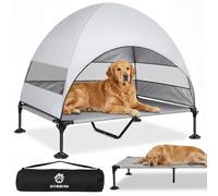 Cama elevada para Perros al Aire Libre con Techo, Tumbona Plegable con pies Antideslizantes, Tienda para Perros al Aire Libre con Gran Sombra, Cama elevada para Camping, jardín, Playa (Gris, XL)