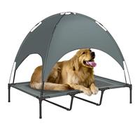 Cama elevada para perros con toldo, cama para perros y gatos con patas, tejido Oxford transpirable, protección UV, estructura metálica, bolsa tipo camiseta.