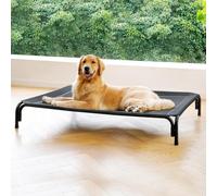 Cama elevada para perros grandes de 43.3 pulgadas, cama elevada para perros al aire libre con marco, la instalación no requiere herramientas, lavable, refrescante, transpirable, malla de textileno
