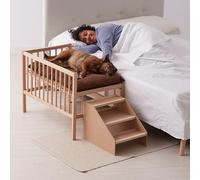 Cama Elevada Perro y Gato de Madera con Escalera | Faunatic CoolDreams | Colchón antiarañazos, dos alturas de somier, estructura de madera. Escalera con 3 peldaños y kit para fijar con cama