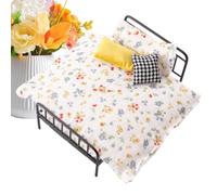 Cama en Miniatura de casa,Decoración Retro Realista con Ropa De Cama Y Almohada,Accesorios para Casa de Muñecas - para Armario Infantil Salón Juego Vida Sueño Historias Vestidor