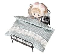 Cama en miniatura - Modelo de colchón vintage de doce escalas, marco de hierro forjado, cama pequeña para muñecas, juego de muebles de dormitorio pequeño, accesorio decorativo | Para niños, niñas