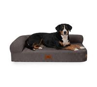 Cama esquinera ortopédica de pana para perros Cortland de Knuffelwuff M-L 85 x 63cm Respaldo izquierdo Gris parduzco