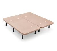 Cama express - Base Tapizada 160x190 cm - Tejido 3D en Color Beige - Incluye Válvulas de Transpiración - Juego de 12 Patas de 26 cm