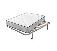 Cama express Colchón Viscoelástico Top Dream + Somier Hades con 4 Patas Cuadradas 25 cm, Medida : 135 x 190 cm