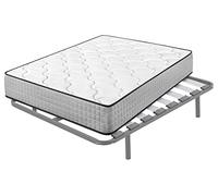 Cama express Colchón Viscoelástico Top Dream + Somier Hermes con 5 Patas 25 cm, Medida : 140 x 200 cm