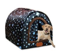 Cama extra grande para perros, resistente al viento, cueva cálida y calmante para mascotas con cortina de puerta, lavable, casa para gatos de interior, impermeable, antiansiedad, cama para mascotas (D
