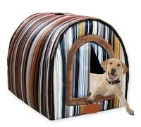 Cama extra grande para perros, resistente al viento, cueva cálida y calmante para mascotas con cortina de puerta, lavable, casa para gatos de interior, impermeable, antiansiedad, cama para mascotas (F