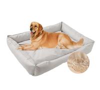 Cama extragrande impermeable para perros, cama ortopédica para perros, cojín grande lavable, cama rectangular suave para mascotas, sofá para perros y gatos, parte inferior antideslizante (blanco, 50 x