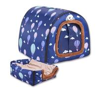 Cama grande 2 en 1 para perro, cortina impermeable para puerta, cueva calmante para mascotas, lavable y cálida, cama extraíble de lujo, antiansiedad, casa iglú para gatos (I, M-45 x 36 x 35 cm)
