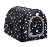 Cama grande 2 en 1 para perro, cortina impermeable para puerta, cueva calmante para mascotas, lavable y cálida, cama extraíble de lujo, antiansiedad, casa iglú para gatos (H, M-45 x 36 x 35 cm)