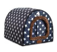 Cama grande 2 en 1 para perro, cortina impermeable para puerta, cueva calmante para mascotas, lavable y cálida, cama extraíble de lujo, antiansiedad, casa iglú para gatos (G,S-36 x 32 x 28 cm)