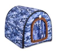 Cama grande 2 en 1 para perro, cortina impermeable para puerta, cueva calmante para mascotas, lavable y cálida, cama extraíble de lujo, antiansiedad, casa iglú para gatos (D, 3XL-105 x 80 x 75 cm)