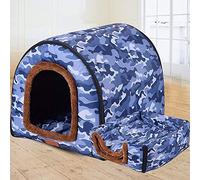 Cama grande 2 en 1 para perros con techo, iglú de cueva calmante portátil, cojín ortopédico lavable, antiansiedad, suave y cálido
